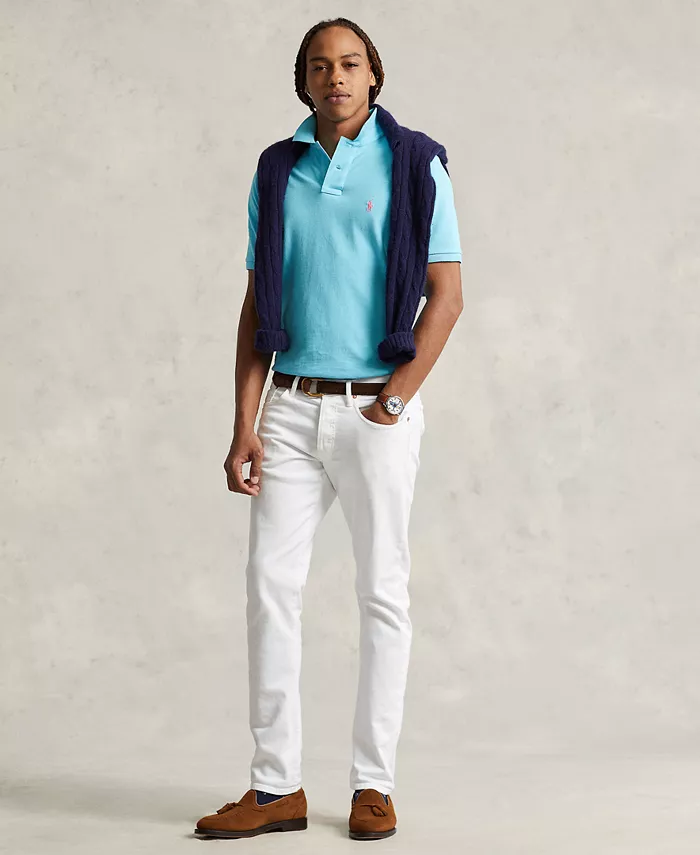 Мужская поло Custom Slim Fit с сетчатой тканью Polo Ralph Lauren, синий — фото 2