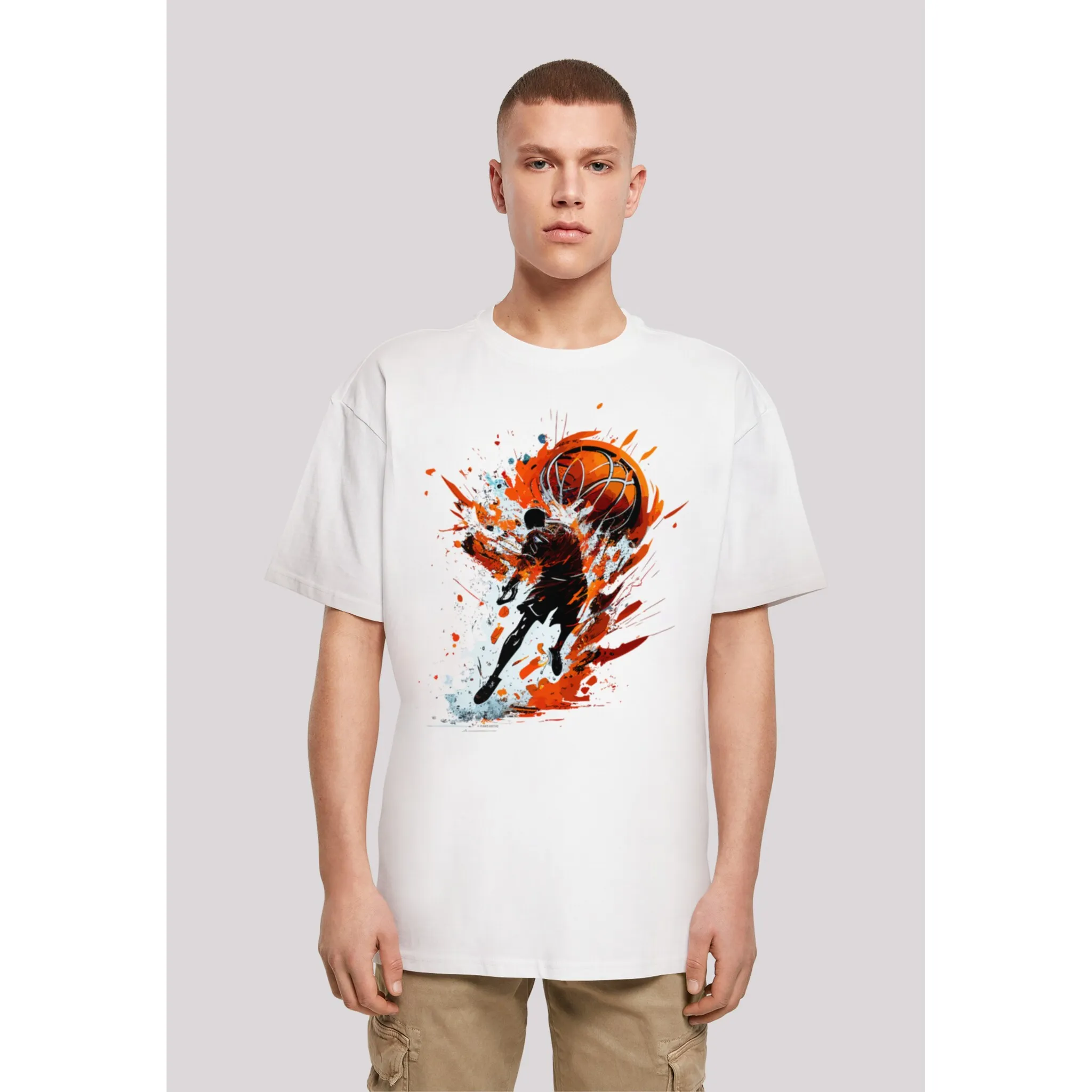 

F4NT4STIC Футболка "Basketball Splash Sport OVERSIZE TEE", принт, белый