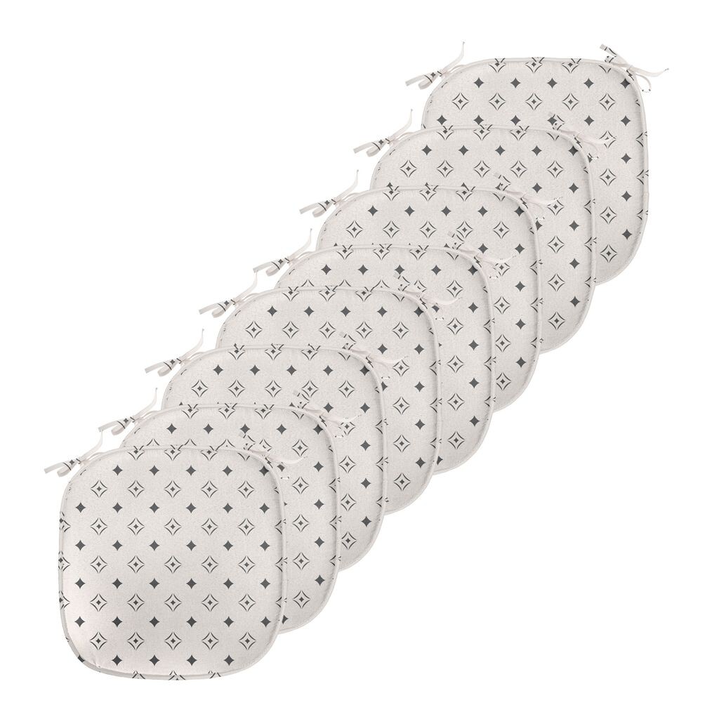 

Подушки на обеденный стул ABAKUHAUS с геометрическим рисунком, геометрические мотивы, декоративная водонепроницаемая подушка с ремнями для кухонных сидений, 40 см x 40 см — упаковка из 8 шт., темно-серый бежевый, белый