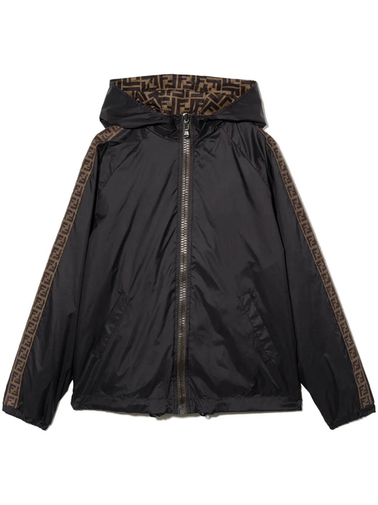

Двусторонняя куртка с капюшоном и логотипом FF Fendi Kids, черный