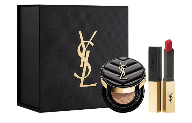 SAINT LAURENT Набор косметики gold bar легко растушевывается стойкий маскирующий gold bar для вечернего наряда + образец черной кожи — фото 3