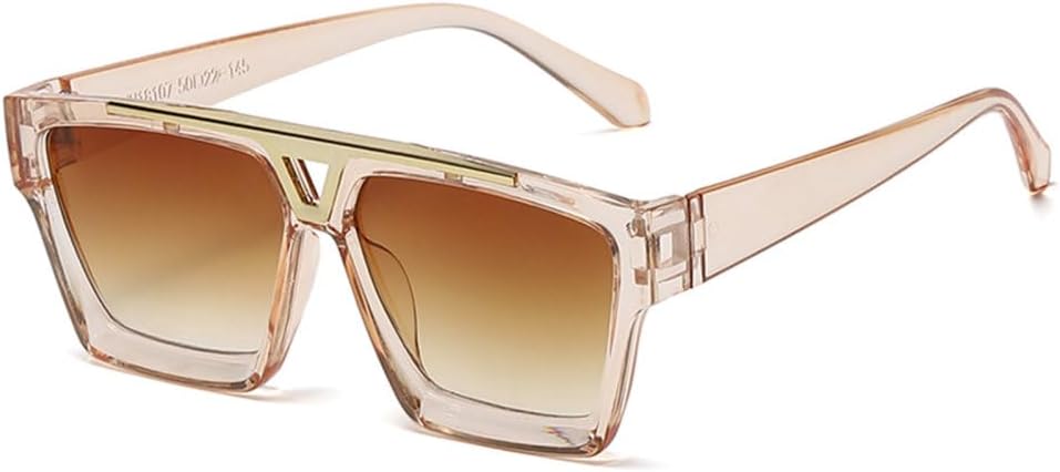 

LVTFCO Модные солнцезащитные очки для женщин и мужчин, металлические, с полой оправой, для защиты от солнца на открытом воздухе, большие солнцезащитные очки в женской оправе, Clear Brown