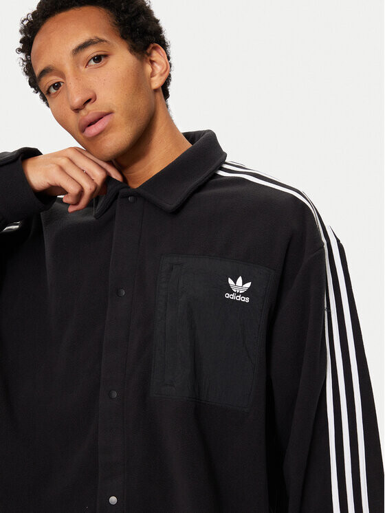 Флисовая куртка свободного кроя Adidas, черный — фото 4