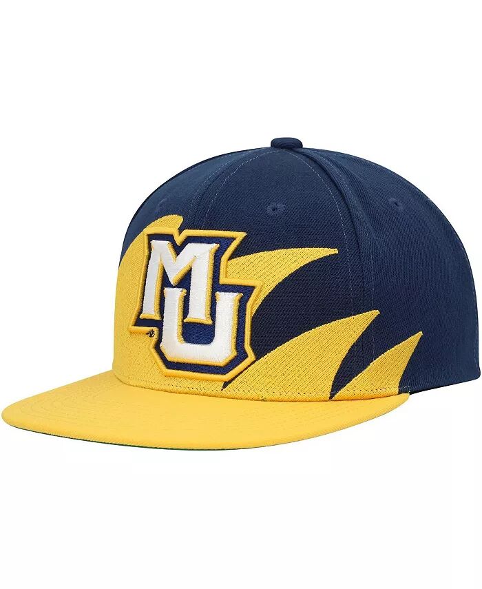 

Мужская золотисто-темно-синяя шляпа Marquette Golden Eagles Sharktooth Snapback Mitchell & Ness, золотой