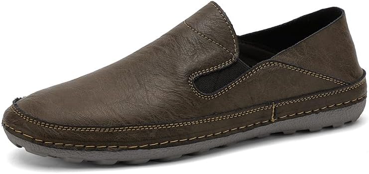 

Мужские мокасины кожаные повседневные нескользящие с мягкой подошвой, рабочие, легкие, удобные туфли для прогулок на улице Asifn, хаки