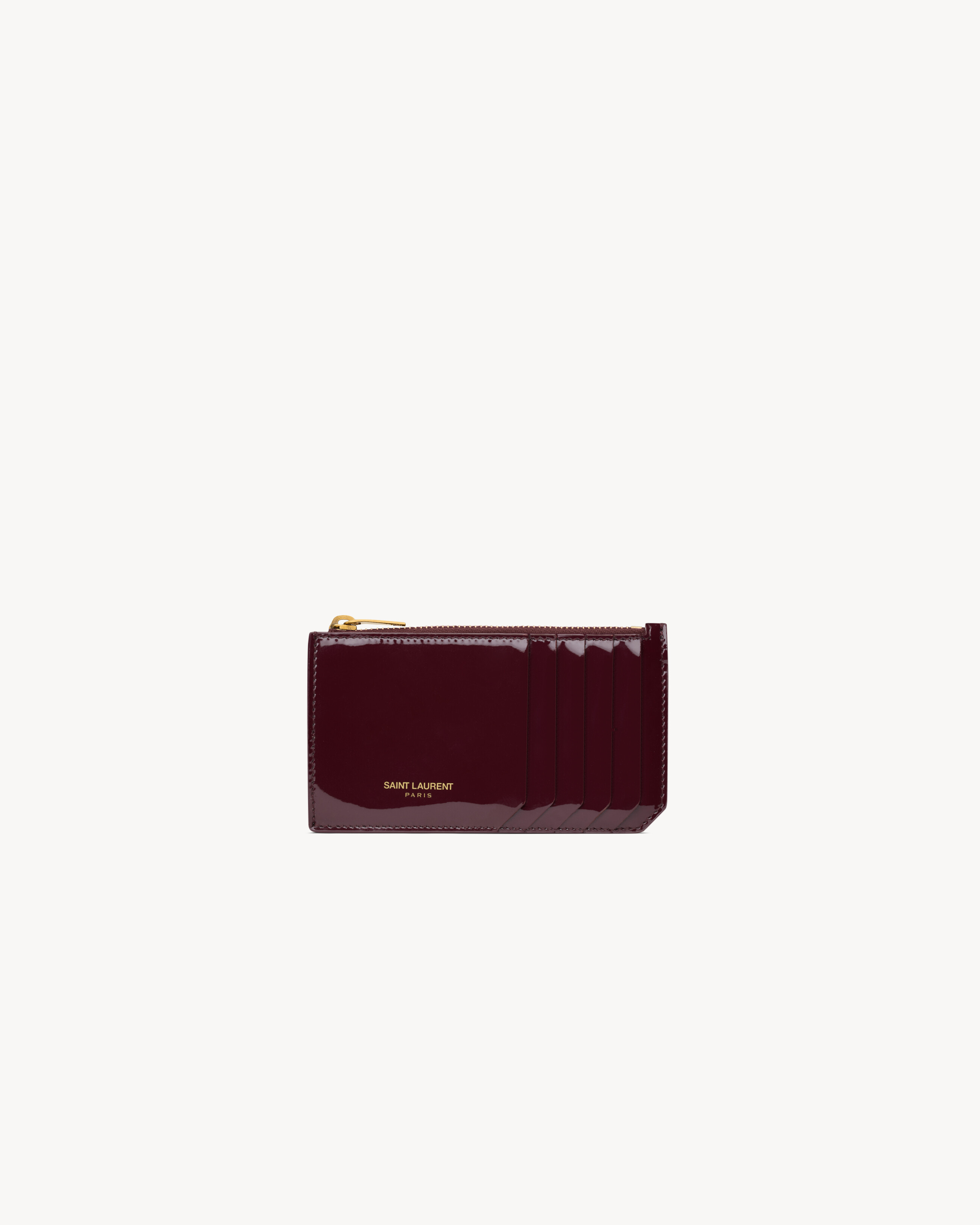 

Кардхолдер SAINT LAURENT PARIS FRAGMENTS из лакированной кожи, бордо