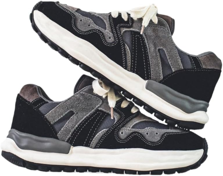 

Мужские модные кроссовки HoaloX - средние кеды для бега и повседневной носки с тканевой подкладкой, универсальная шнуровка, спортивная обувь для активного отдыха на открытом воздухе, черный/серый