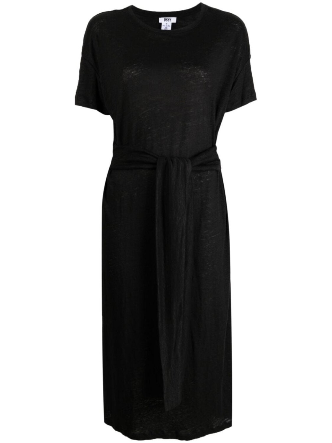 

DKNY длинное льняное платье с короткими рукавами, черный