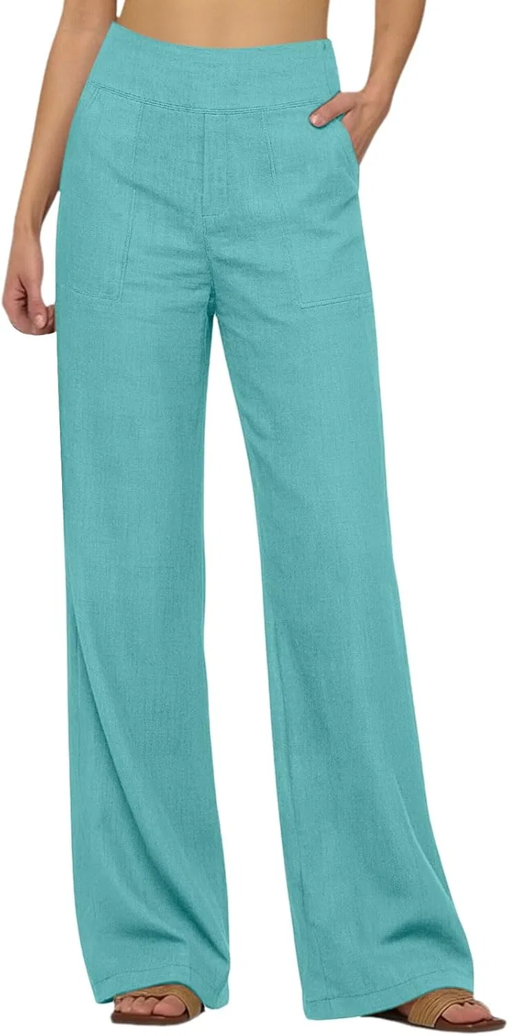 Штаны женские свободные, льняные, бренд Generic, цвет B-light Green