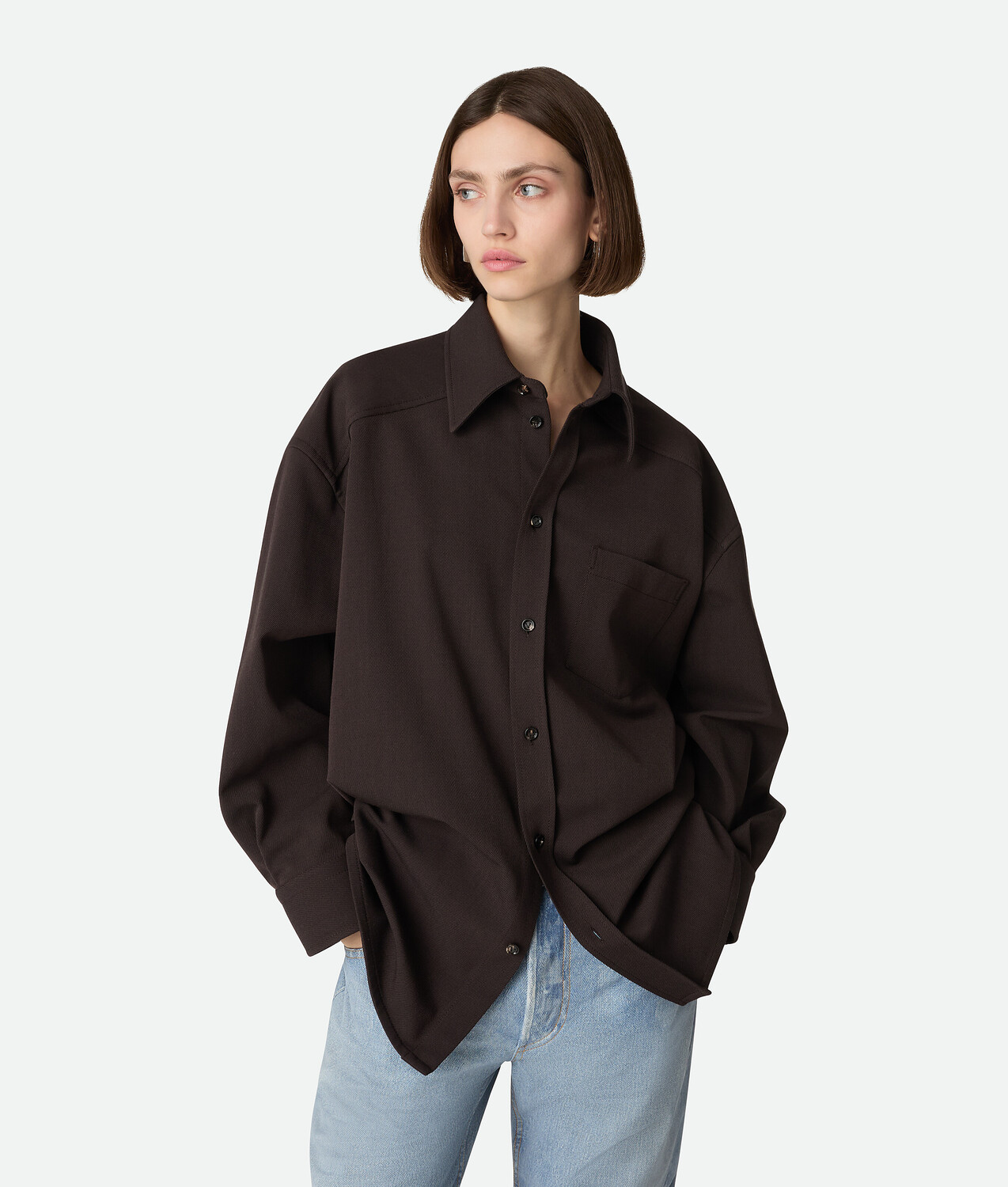 

Женская рубашка Stretch Wool Shirt BOTTEGA VENETA, коричневый