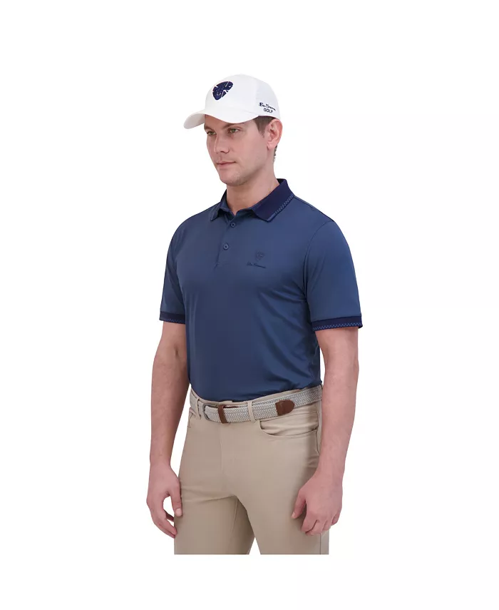 

Мужская поло спортивного кроя в рубчик с клетчатым узором Ben Sherman, синий