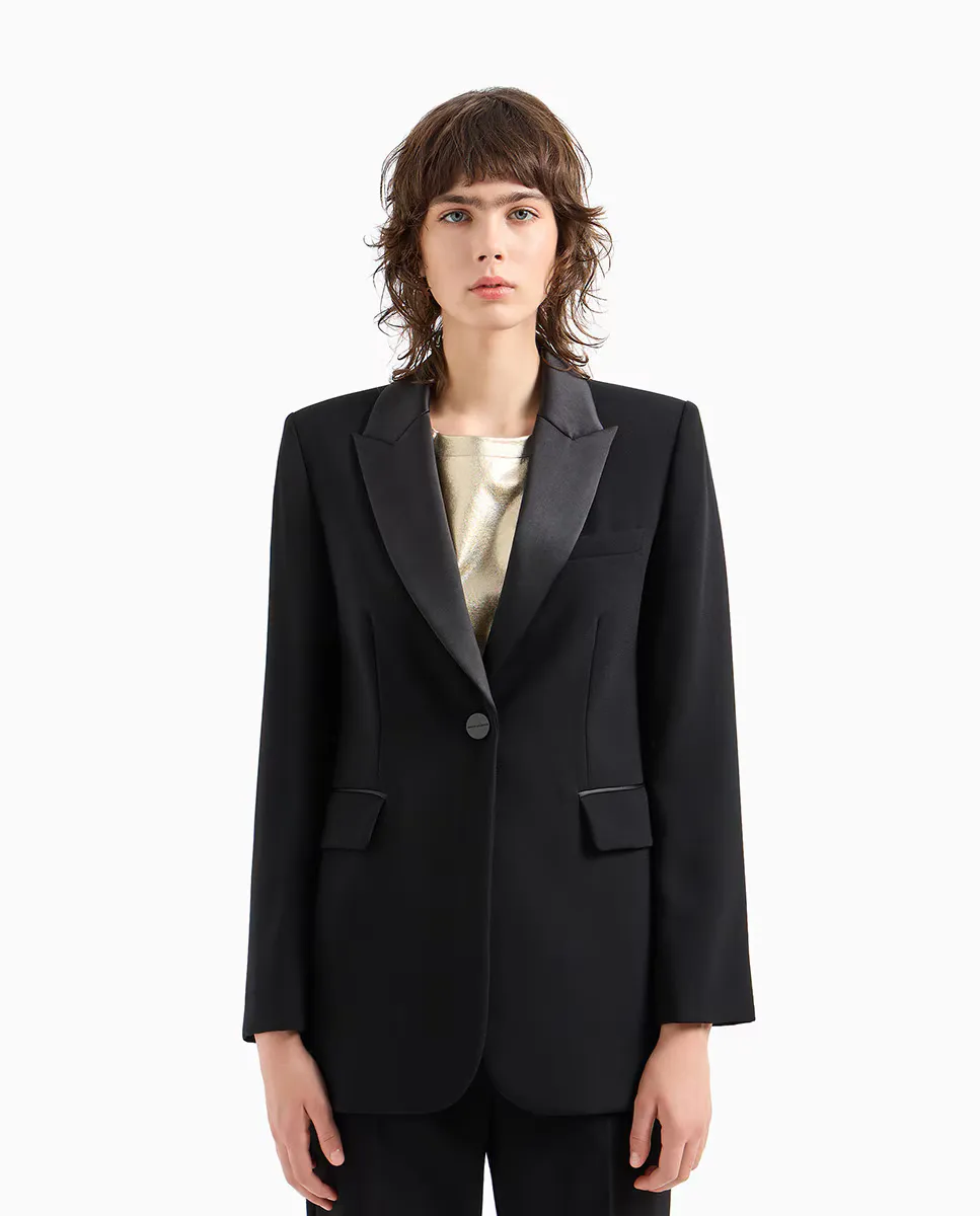 

Женский смокинг с атласными лацканами Armani Exchange, черный