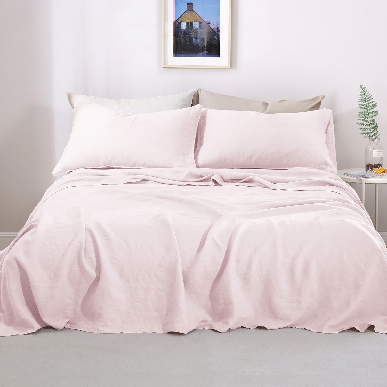 

Комплект постельного белья Linen World King Size, светло-розовый
