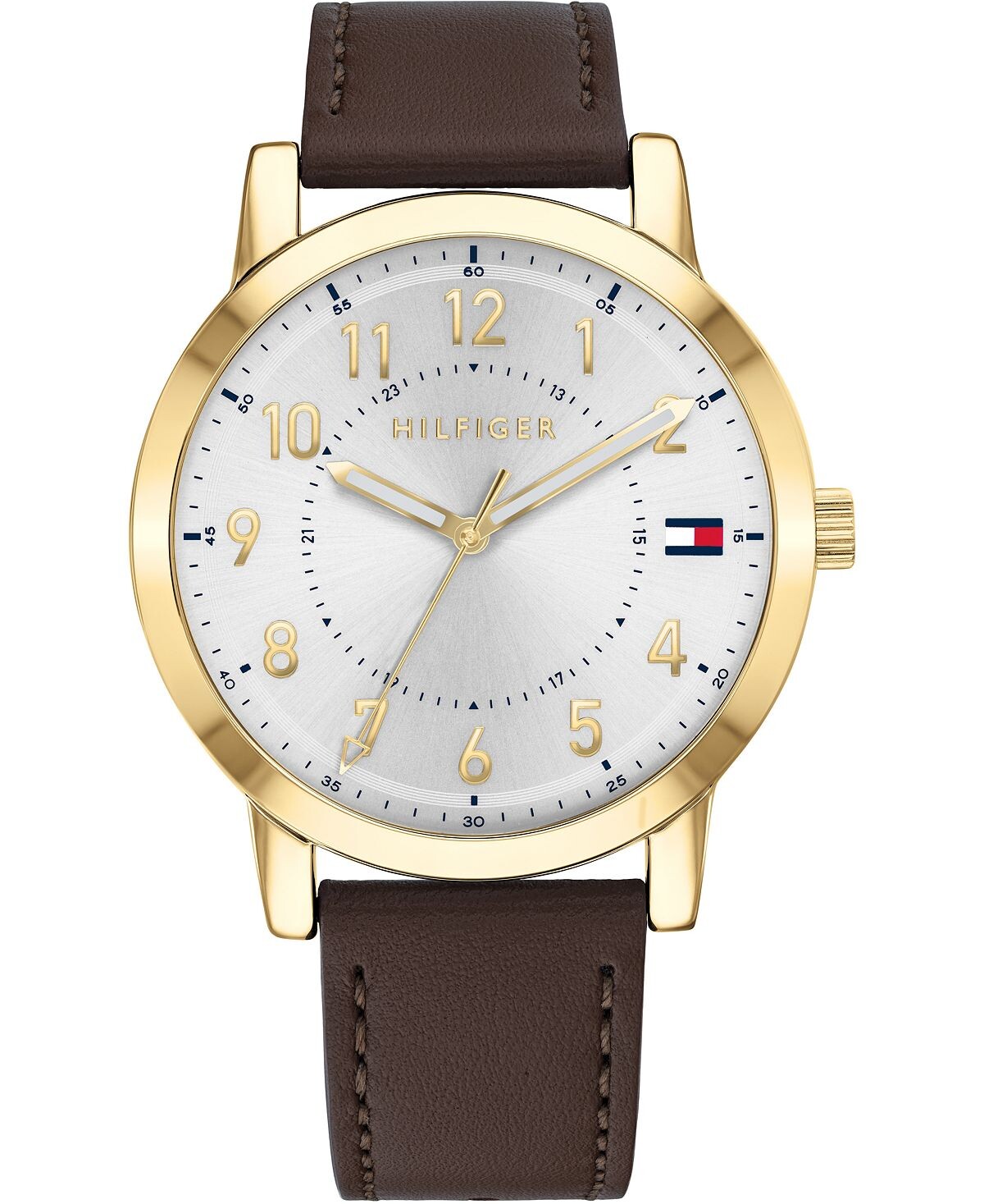 

Мужские часы 42 мм с коричневым кожаным ремешком Tommy Hilfiger