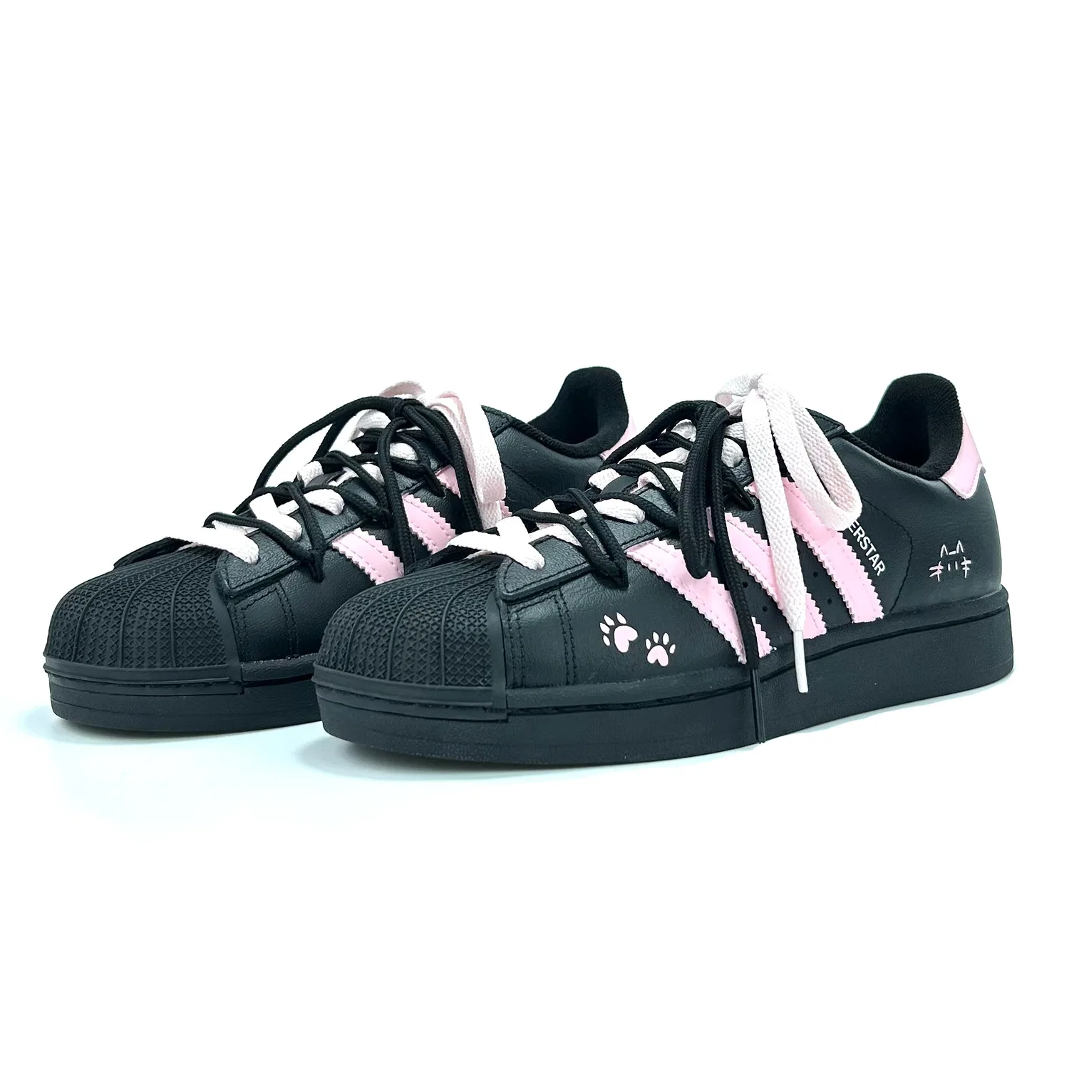 Кроссовки Superstar 2 Spring Summer Pink Kitten нескользящие дышащие легкие с амортизацией низкие Adidas Originals, Black Pink — фото 4