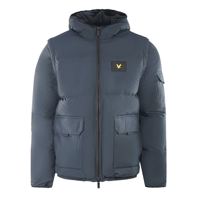 

Темно-Синяя куртка-пуховик 2 в 1 из рипстопа Lyle & Scott, синий
