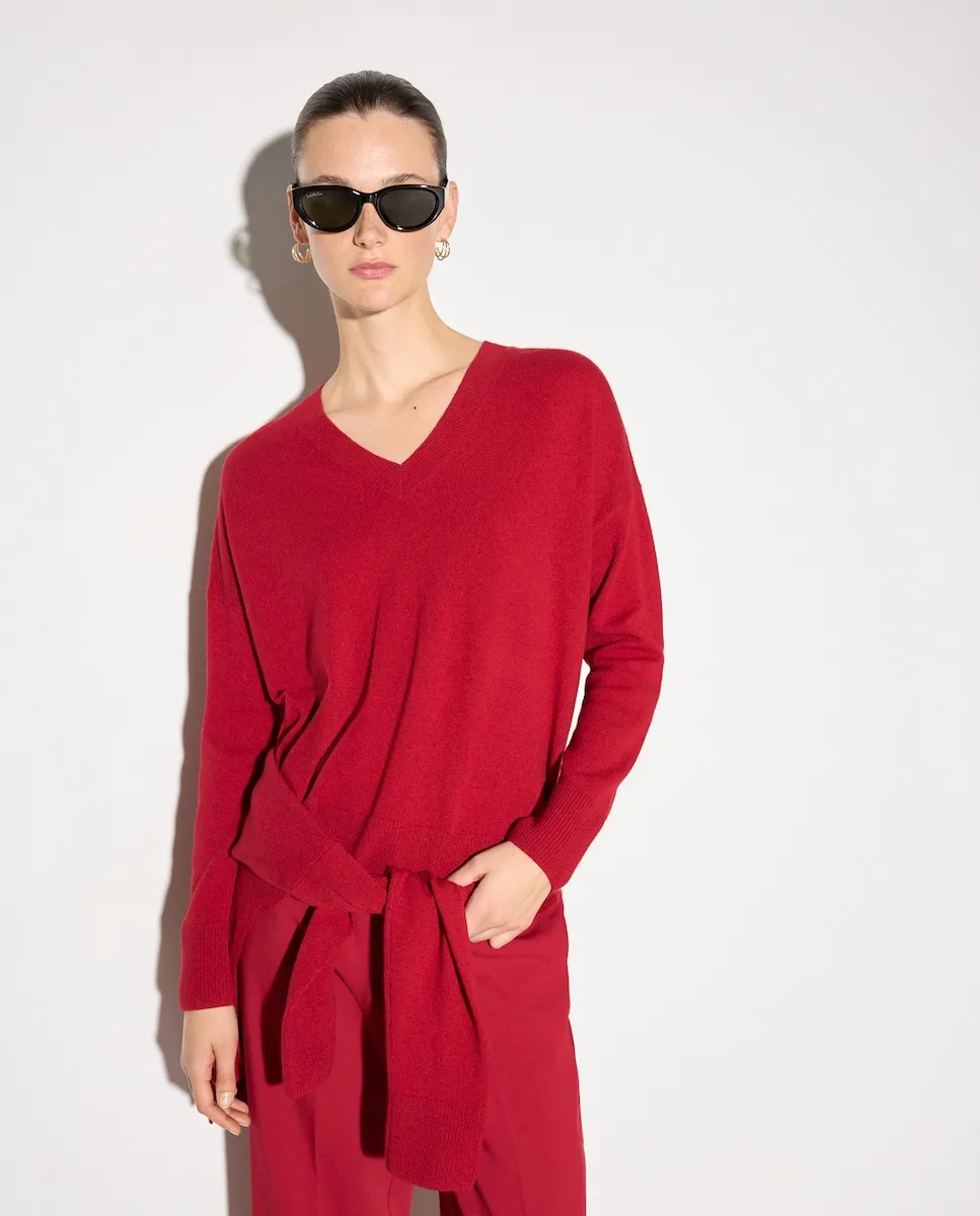

Женский свитер из кашемировой шерсти с V-образным вырезом Woman El Corte Inglés, бордовый