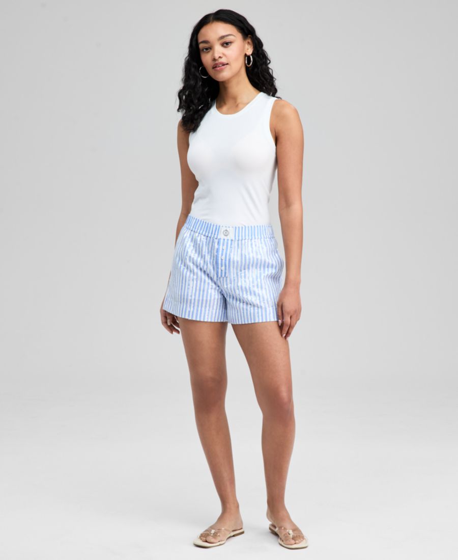 

Женские боксерские шорты с пайетками And Now This, Blue White Stripe