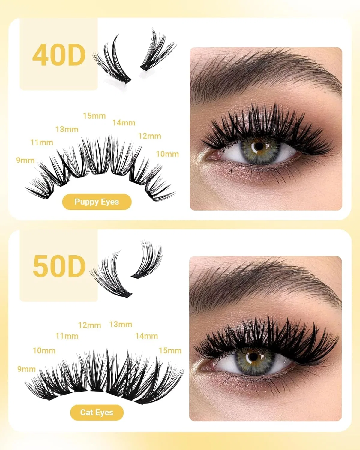 Набор накладных ресниц «40D, 50D Mega Volume DIY Set» от NAGARAKU Nagaraku, 40&50 D Curl Black — фото 3