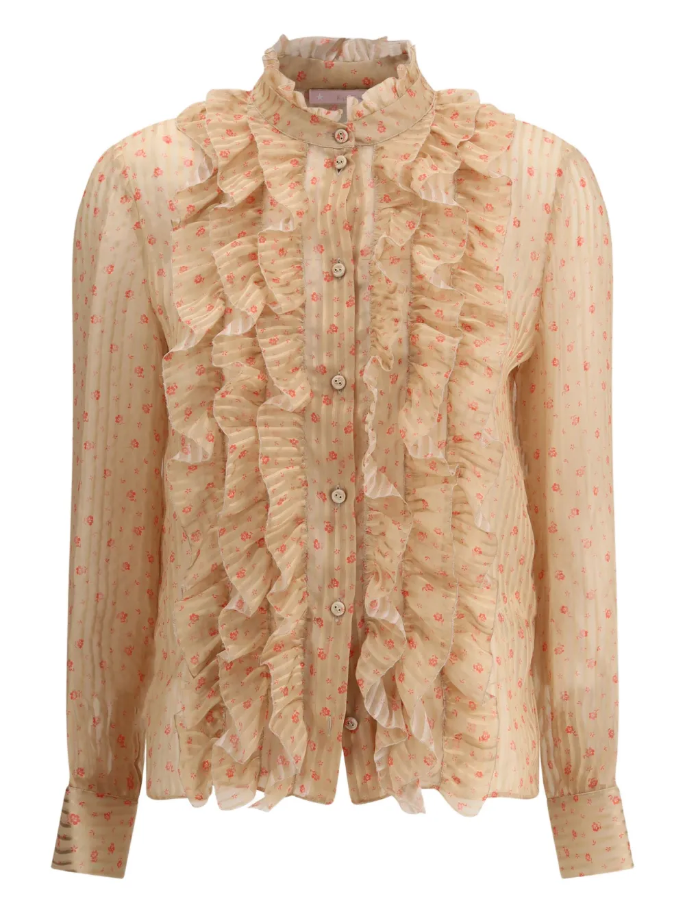 

Рубашка с оборками и цветочным принтом падуба Kristina Ti, розовый