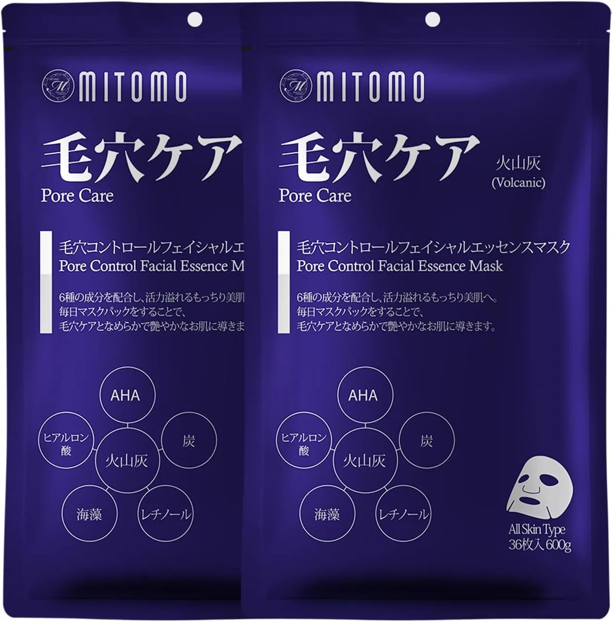 Маска для лица Tomodachi — Листовая MITOMO с углем и вулканическим пеплом, увлажняющая, 1360 г