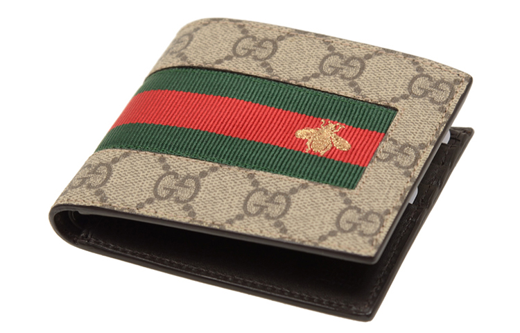 Бумажник из кожи с канвасом мужской Ebony/Brown GUCCI — фото 3