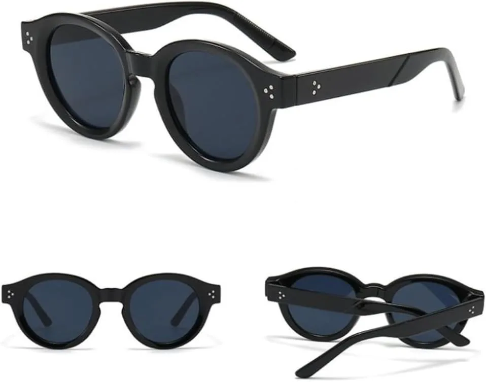 

Классические круглые солнцезащитные очки для женщин и мужчин, с линзами цвета чая, винтажные, с заклепками, защита от УФ-излучения UV400 HHZZYVY, Tyj75-1