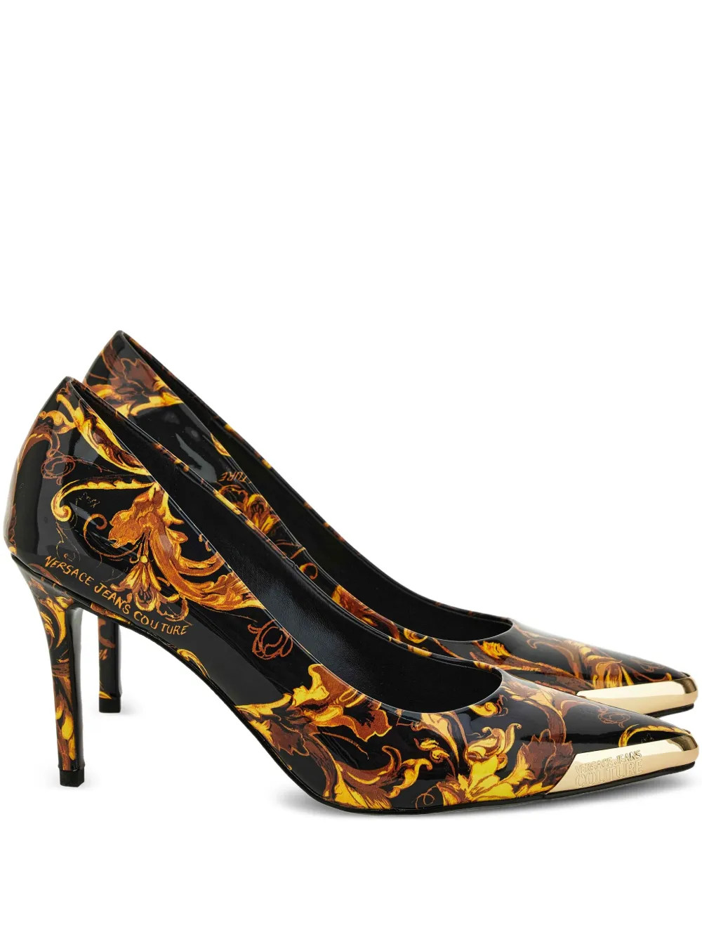 Туфли-лодочки с принтом Baroque Versace Jeans Couture, черный