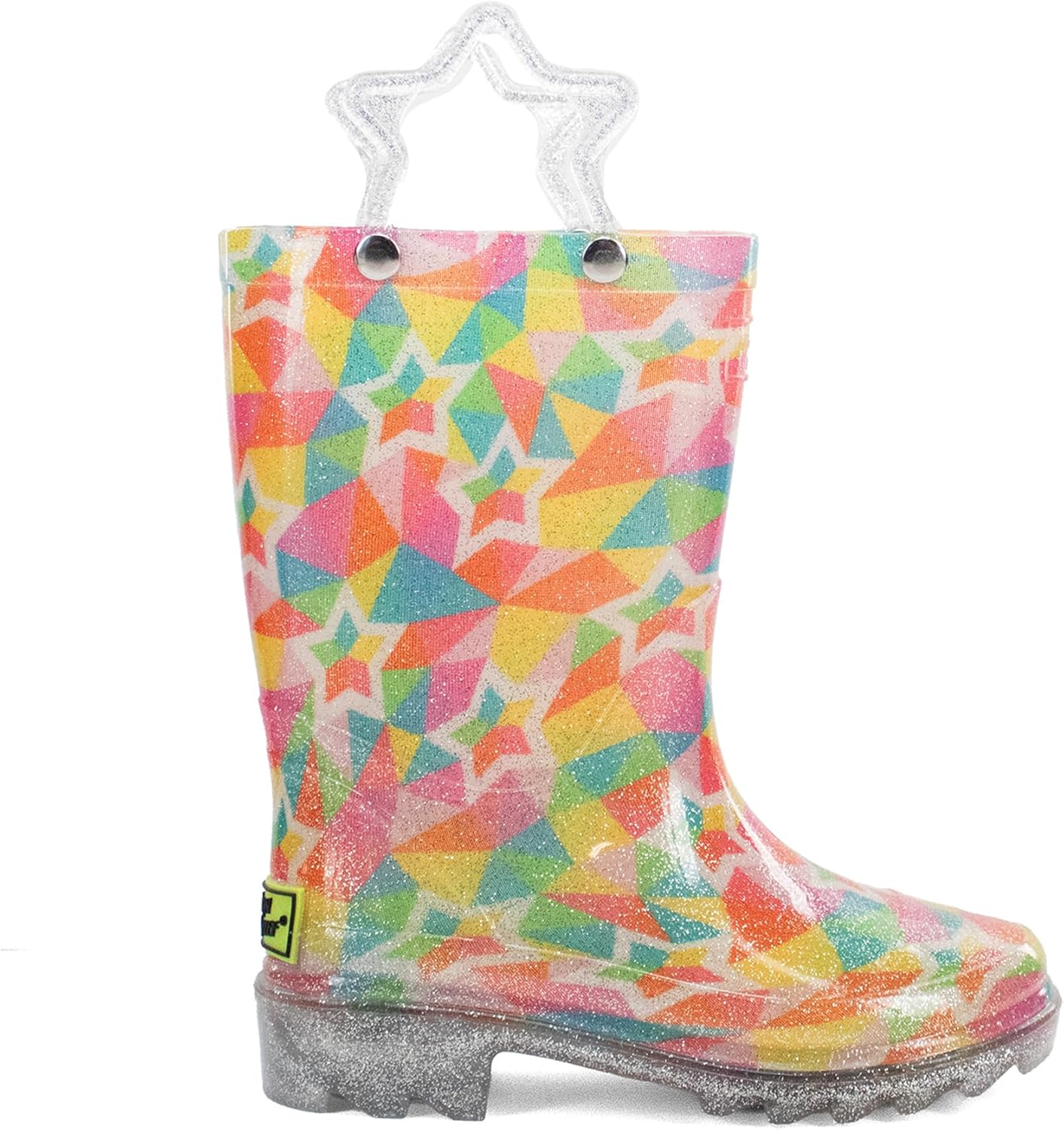 

Детские водонепроницаемые светящиеся резиновые сапоги Western Chief с ручками для удобного надевания и снятия для мальчиков и девочек, Star Kaleidoscope