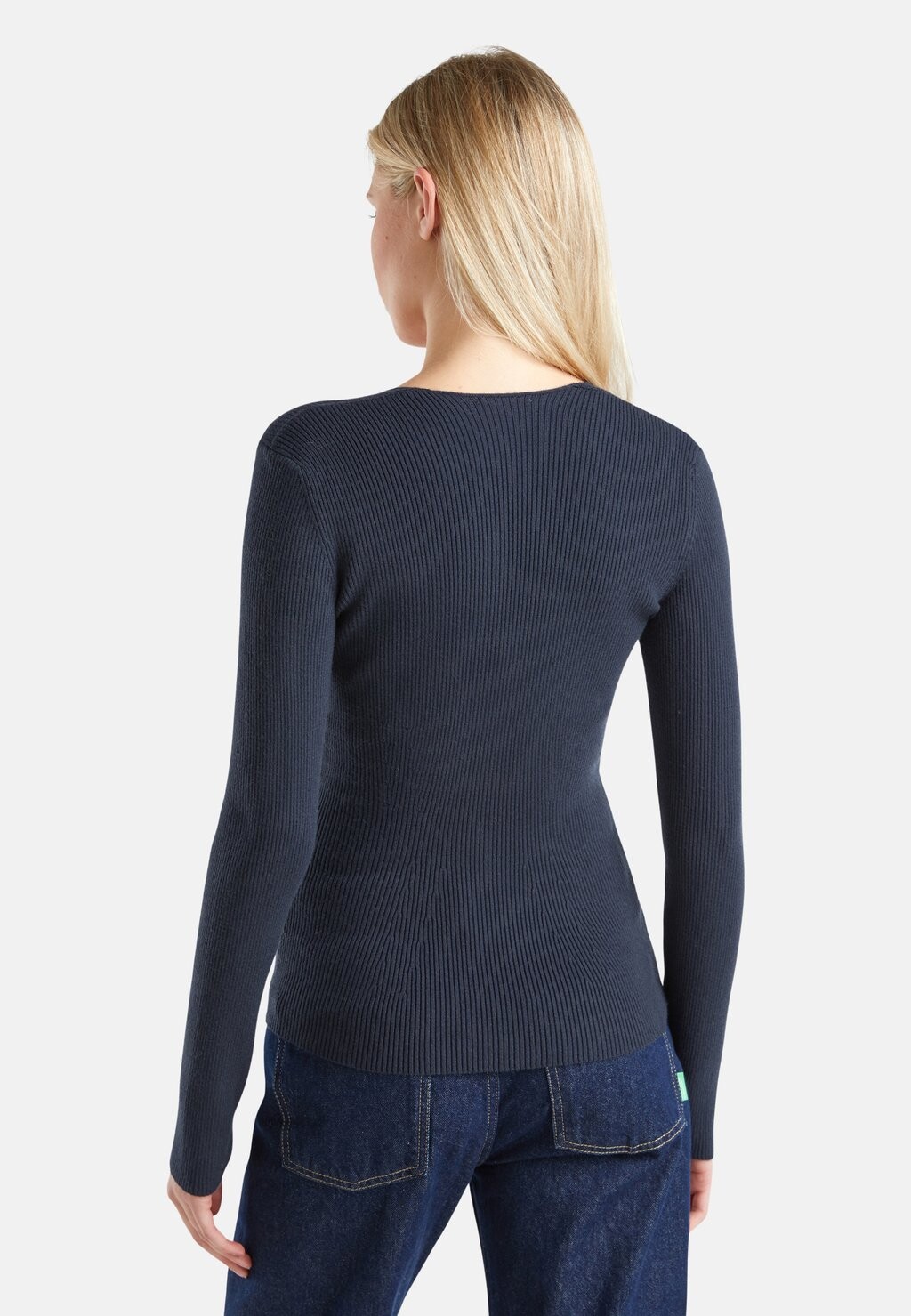 

Джемпер WITH SWEETHEART NECK. United Colors of Benetton, синий