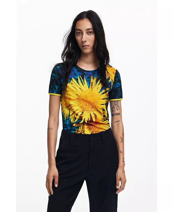 

Женская футболка с подсолнухом Desigual, синий