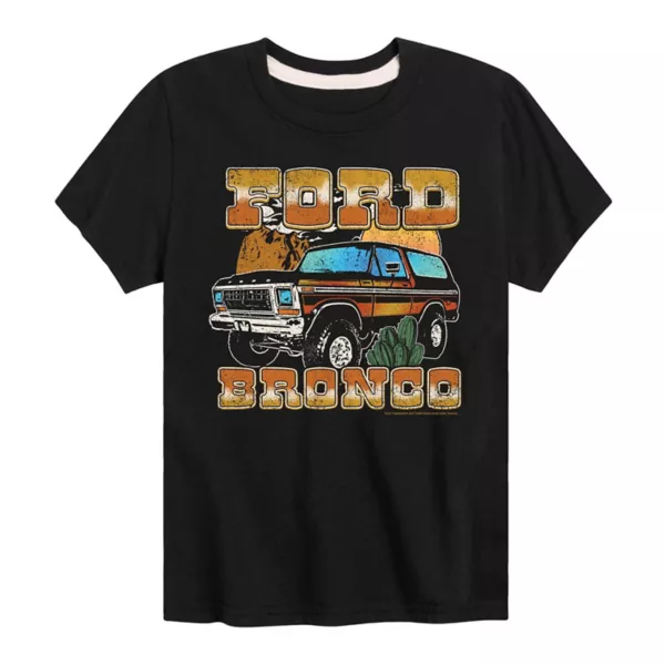 

Футболка для мальчиков 8-20 с принтом Ford Vintage Bronco в пустынном стиле Licensed Character, черный