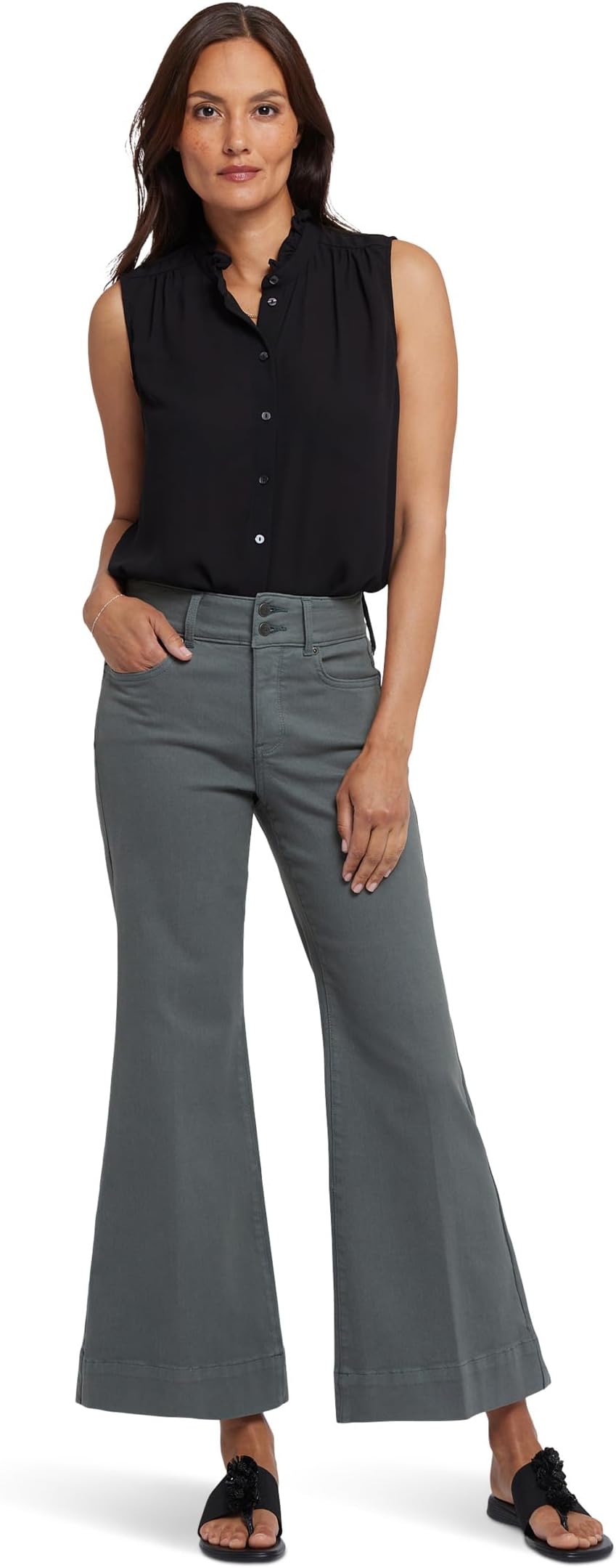 

Джинсы NYDJ Mia Palazzo Two Button Ankle Jeans in Sage Leaf, Sage Leaf