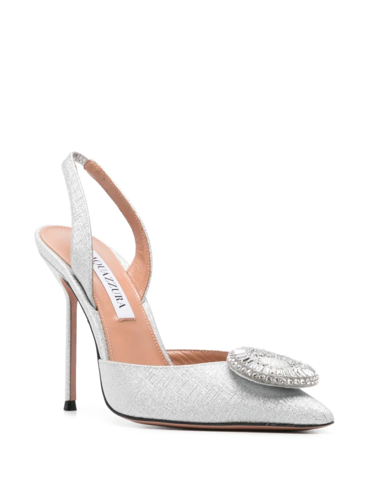 Aquazzura туфли Crystal Hoop Sling 105 с кристаллами, серебряный — фото 2
