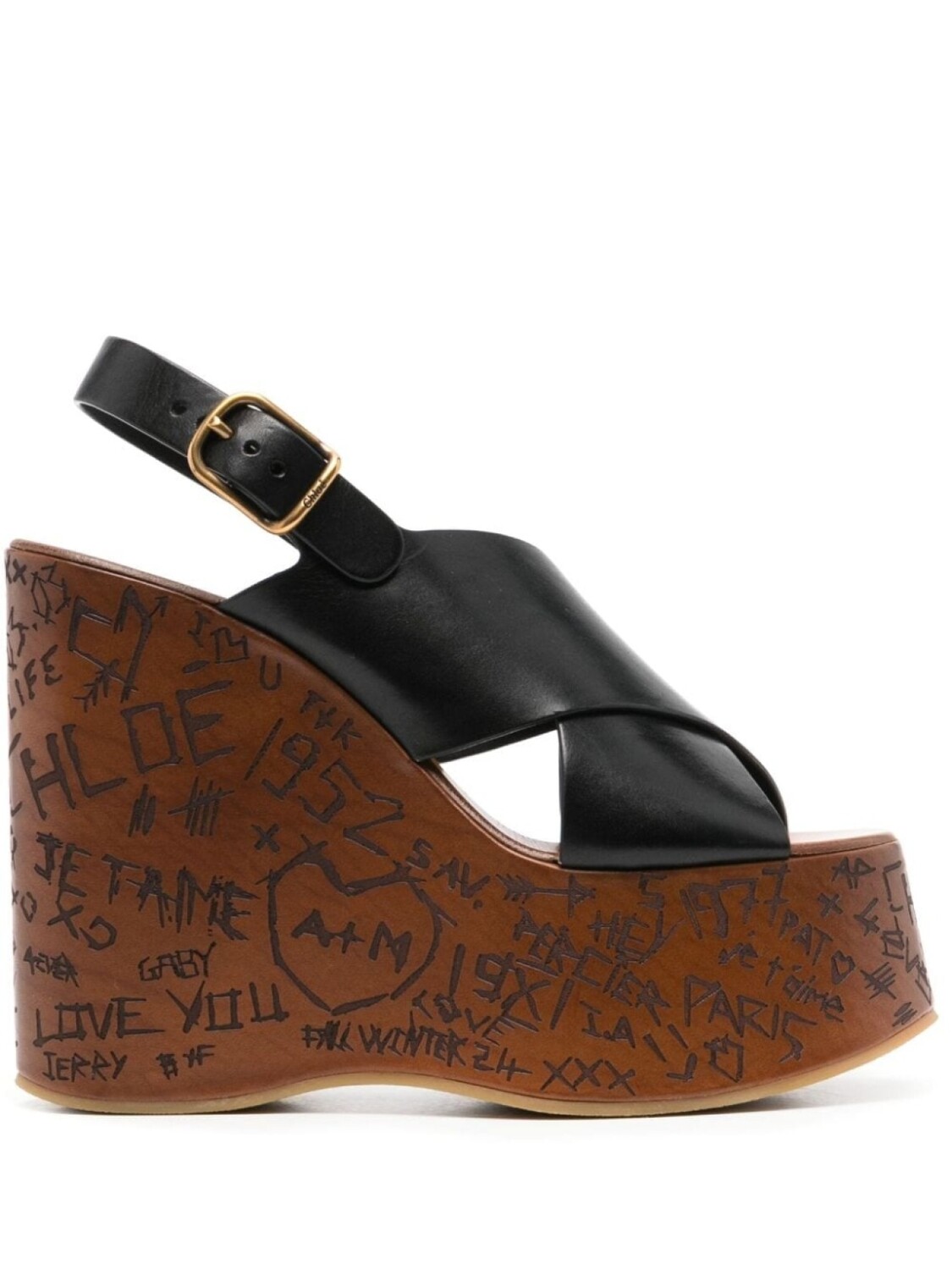 Chloé босоножки Maxime 130 на танкетке, черный
