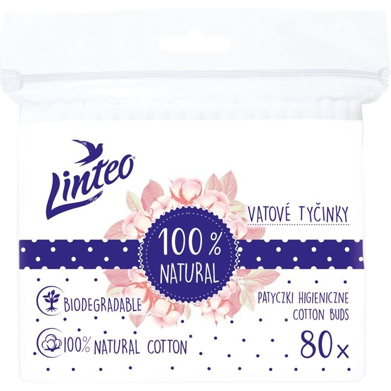 

Ватные палочки Linteo Natural Cotton Buds в пакетике 80 шт