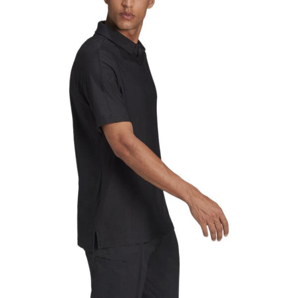 Футболка Men's adidas Solid Color Logo Embroidered Short Sleeve Black Polo Shirt, черный — фото 4
