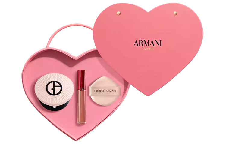 Набор декоративной косметики Giorgio Armani: кушон Limited Bare Powder №2 + жидкая помада Lip Maestro №214 кремовый абрикос — фото 4