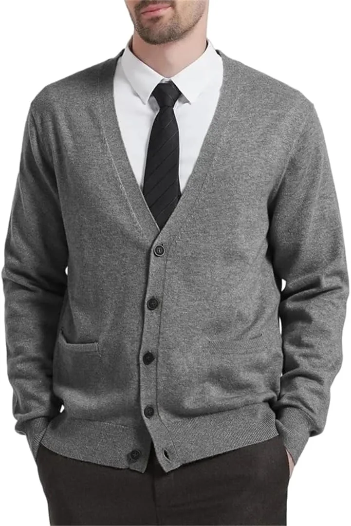 

Мужской кардиган с V-образным вырезом и карманами