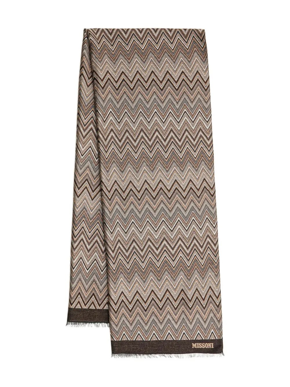 

Шарф с бахромой и узором "ёлочка" Missoni, коричневый