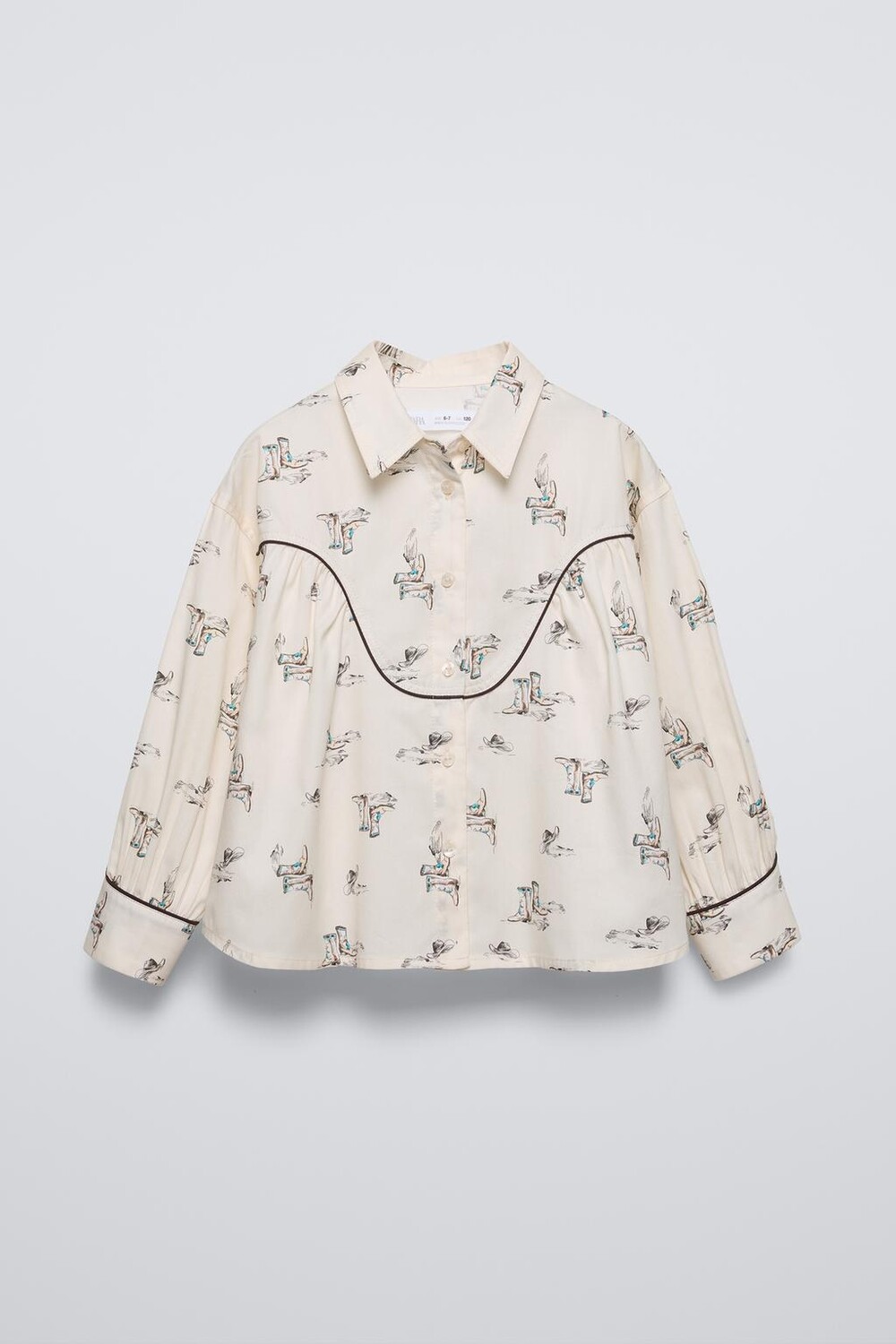 

Футболка с принтом ботинок ZARA, экрю