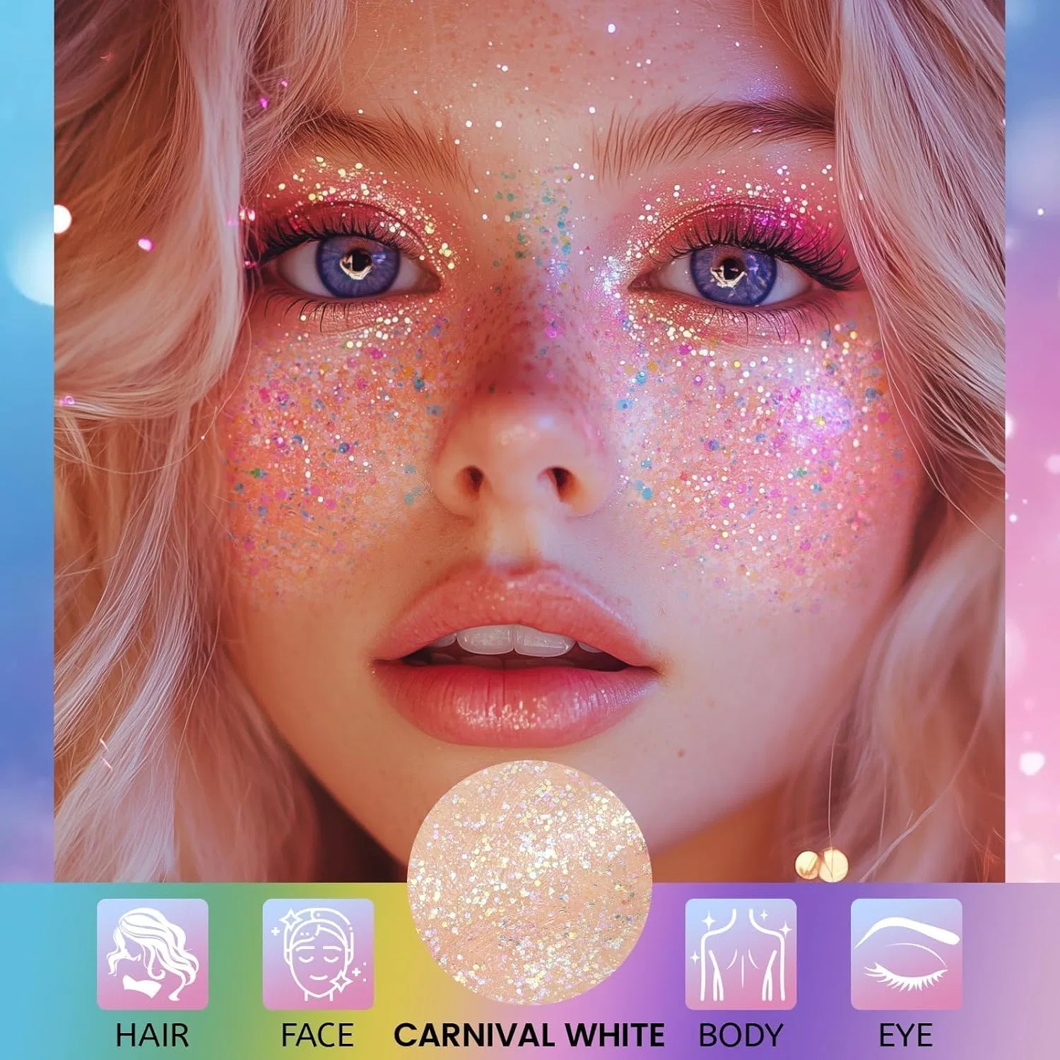 Глиттер для тела «Mermaid Sequins» от Prreal, карнавальный белый Prreal, 10 Carnival White — фото 2