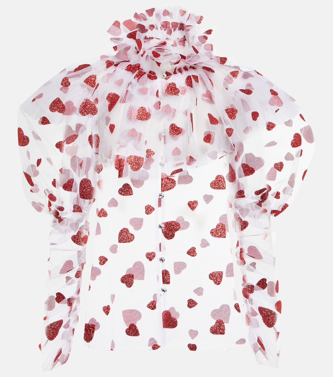 

Блестящая тюлевая блузка Rodarte, красный