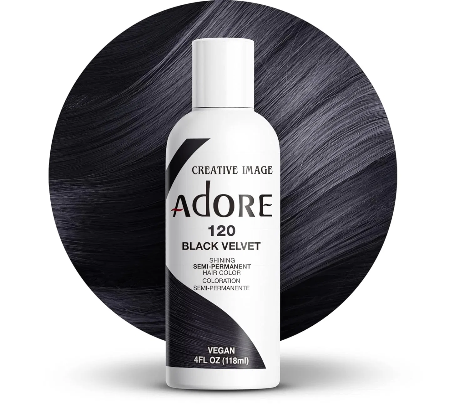 Полуперманентная краска для волос «Shining Semi Permanent Hair Colour» 120 Black Velvet от Adore Adore, 120 Black Velvet