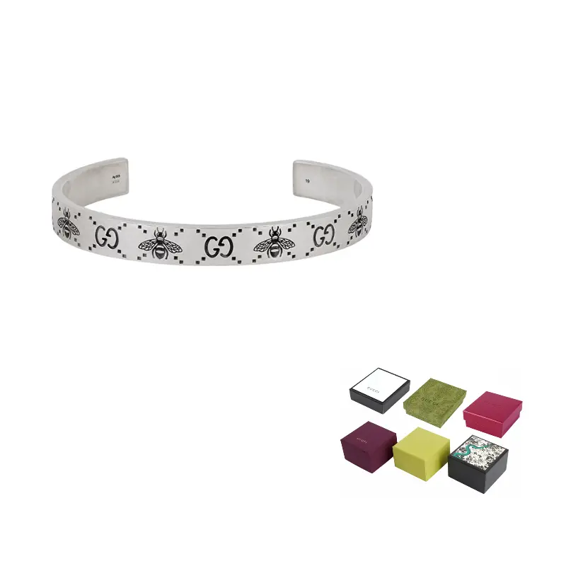 

Браслет-манжета Gg And Bee с гравировкой GUCCI, серебро