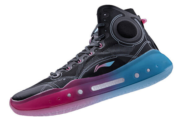 Кроссовки Li-Ning Yu Shuai 14 Beng High Basketball Professional Competition Shoes Miami Black/Blue/Pink, черный — фото 3