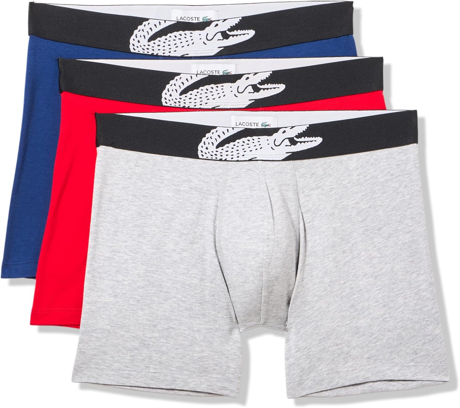 

Lacoste мужские хлопковые боксеры Big Croc Print с эффектом стрейч, 3 шт (Amazon Exclusives), Methylene/Silver Chine/Red