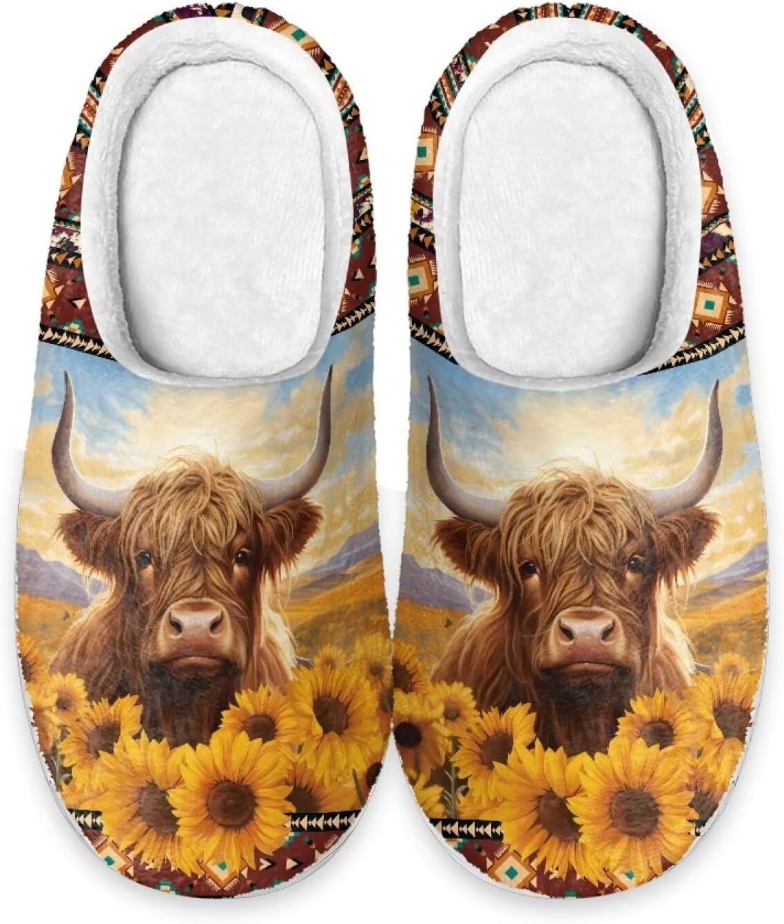 

Тапочки для мужчин, размер 6-7, моющиеся, с рисунком животных, для дома Cugasmaru, Sunflower Cow