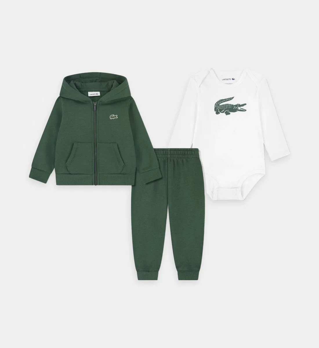 Комплект из 3 предметов из хлопкового флиса Lacoste, зеленый