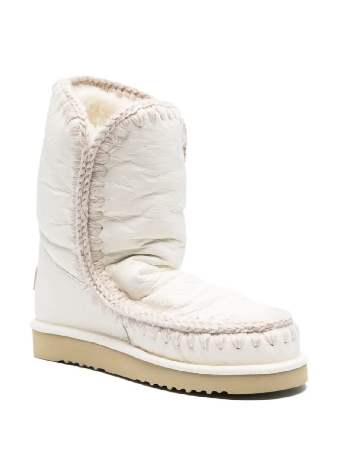 Ботинки Mou Eskimo 18 из металлизированной кожи с отделкой крючком, белый — фото 2